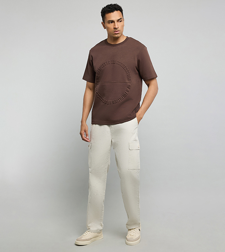 بنطلون كارغو سادة برباط على الخصر