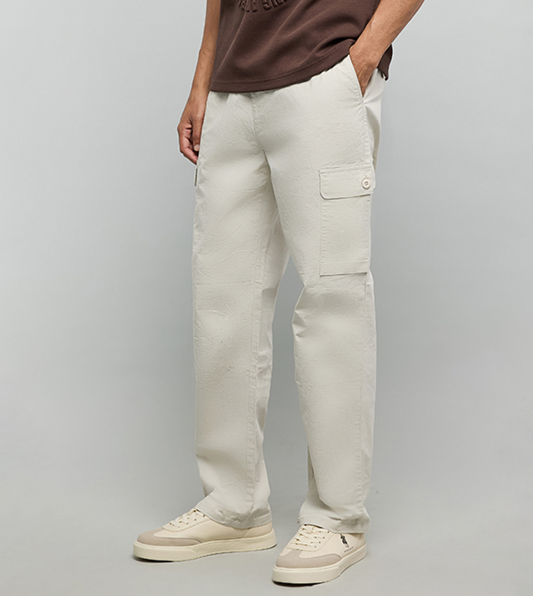 بنطلون كارغو سادة برباط على الخصر