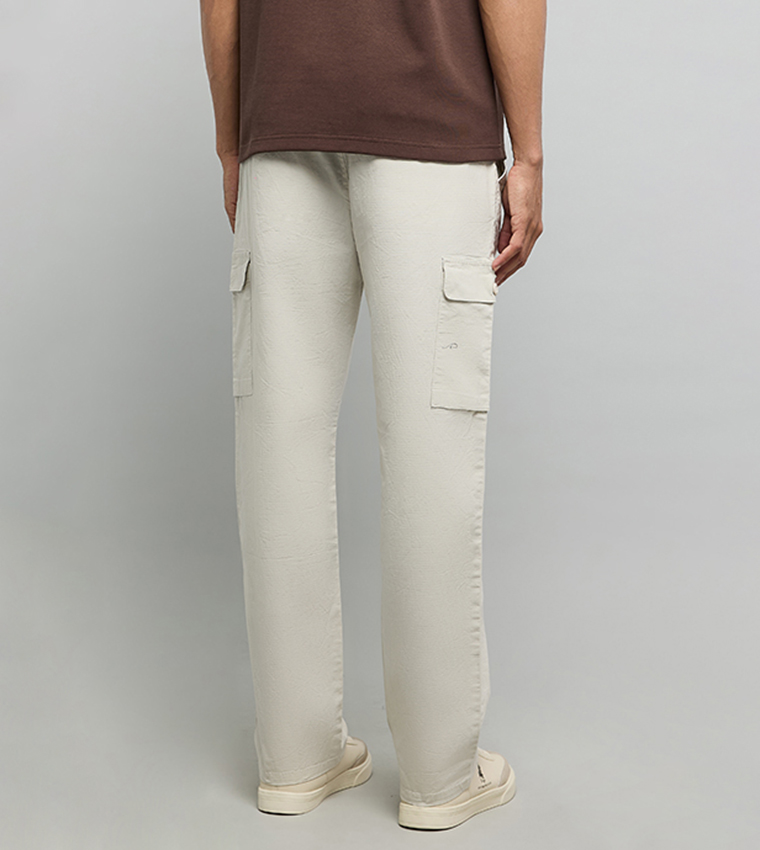 بنطلون كارغو سادة برباط على الخصر