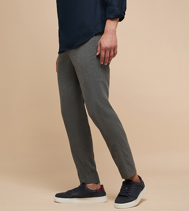 Solid Chinos with Button Closure