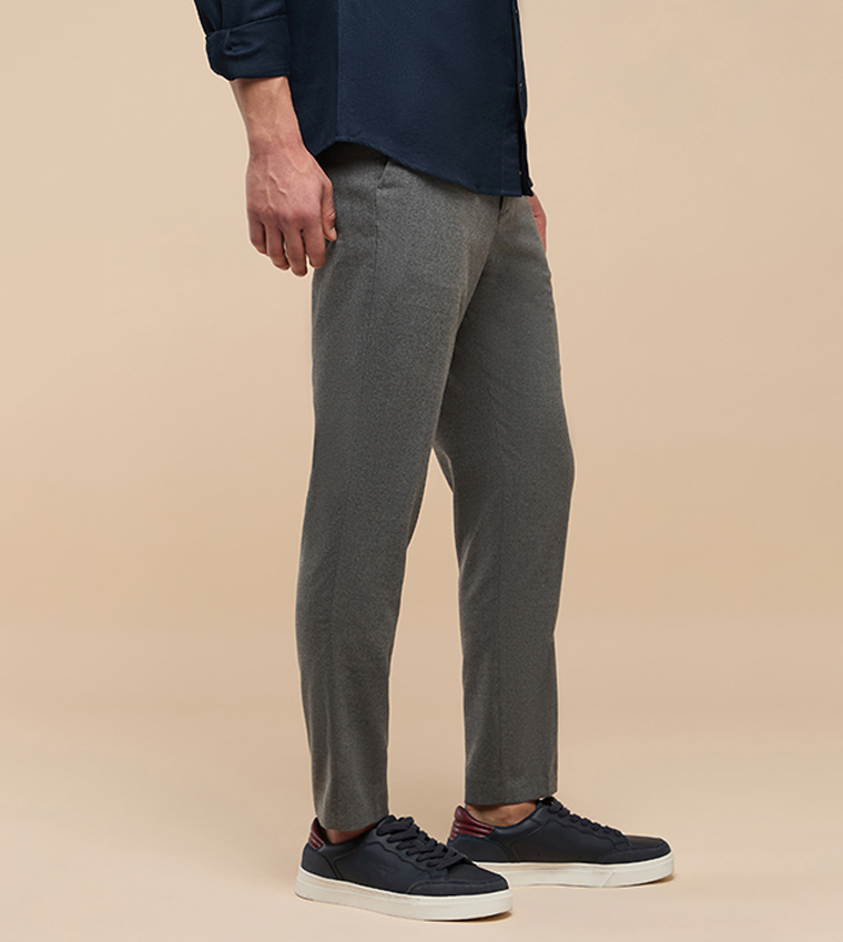 Solid Chinos with Button Closure