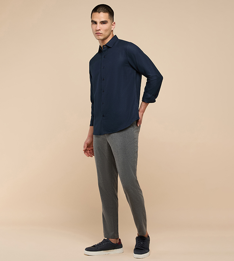 Solid Chinos with Button Closure