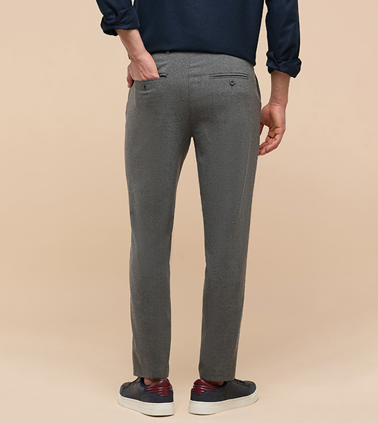 Solid Chinos with Button Closure