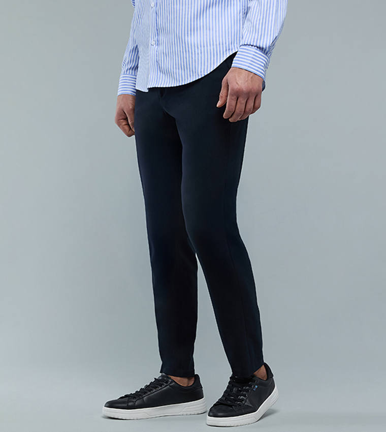 Solid Chinos with Button Closure