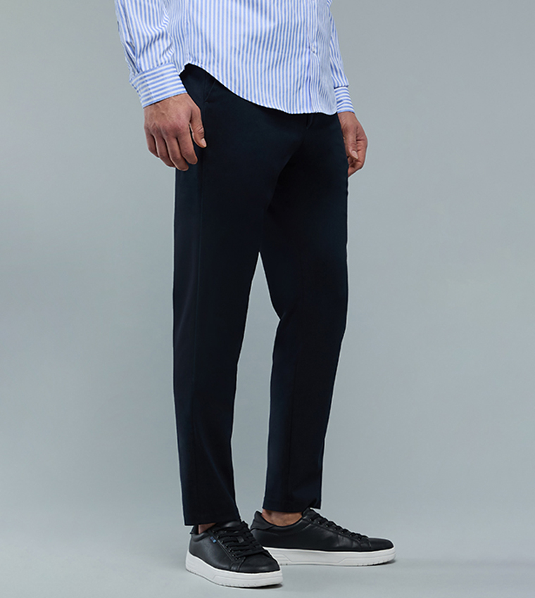 Solid Chinos with Button Closure