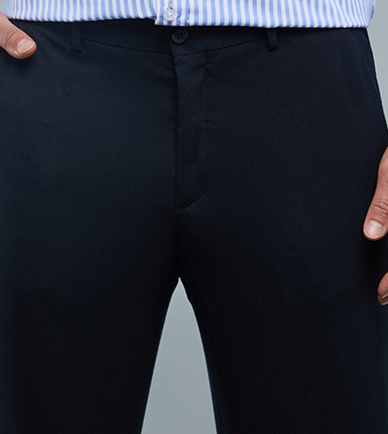 Solid Chinos with Button Closure