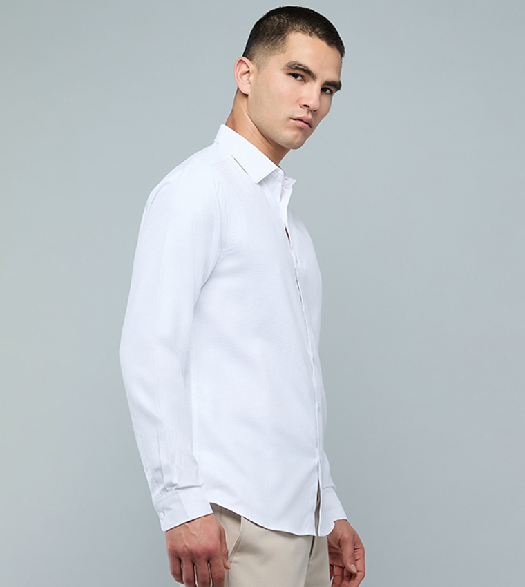 قميص سادة كم طويل بقبة كلاسيك 