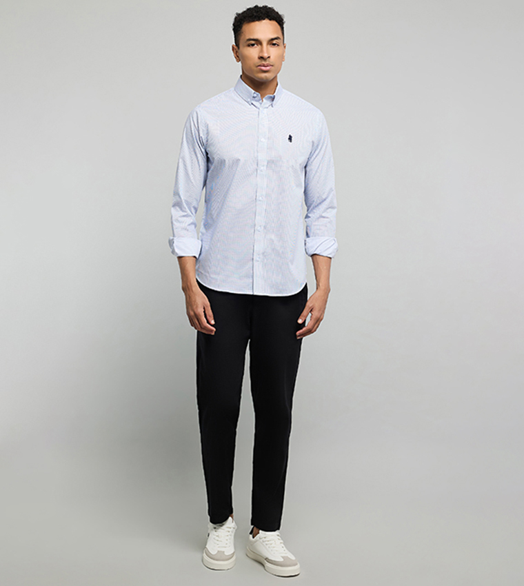 Checked Shirt with Button-Down Collar and Long Sleeves