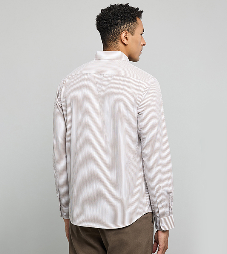 Striped Shirt with Button-Down Collar and Long Sleeves