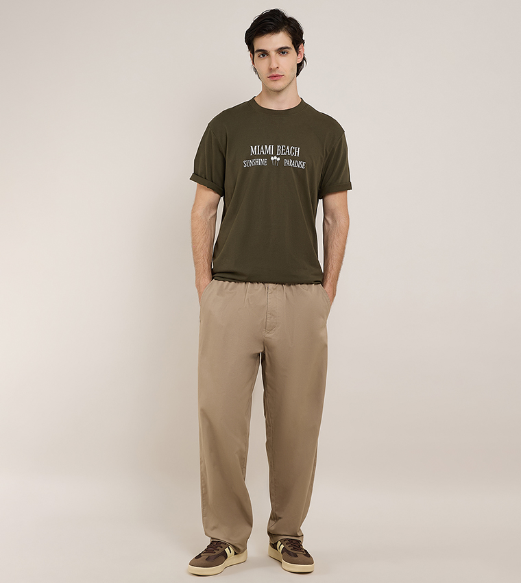 Solid Knit Pants with Drawstring Waist