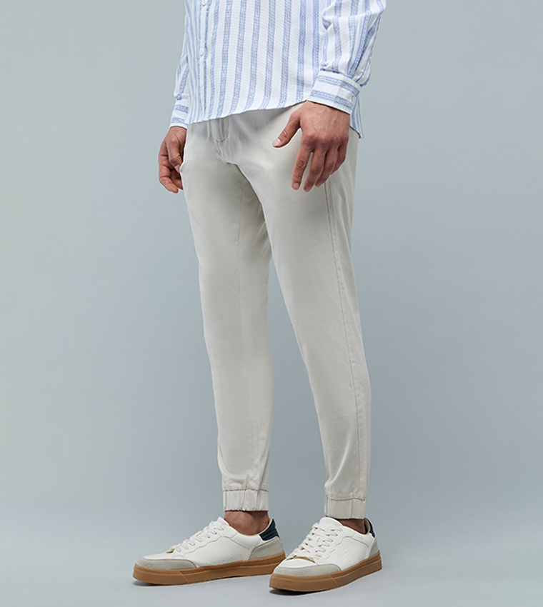 Solid Jogger Pants with Drawstring Waist