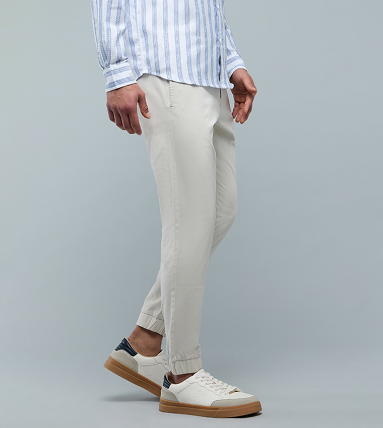 Solid Jogger Pants with Drawstring Waist