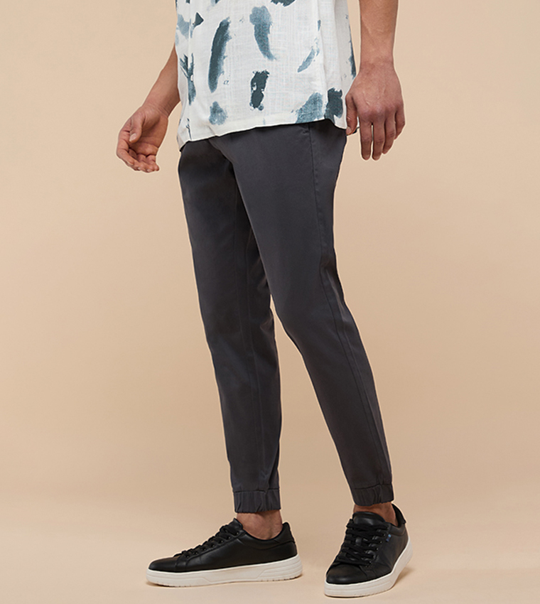 Solid Jogger Pants with Drawstring Waist