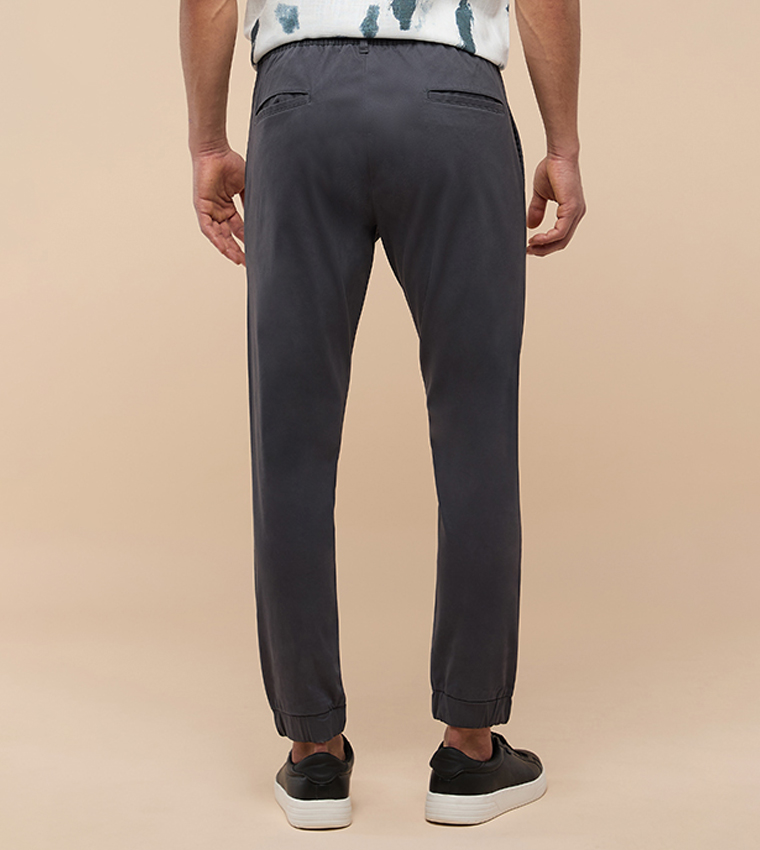 Solid Jogger Pants with Drawstring Waist