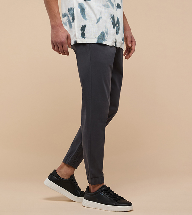 Solid Jogger Pants with Drawstring Waist