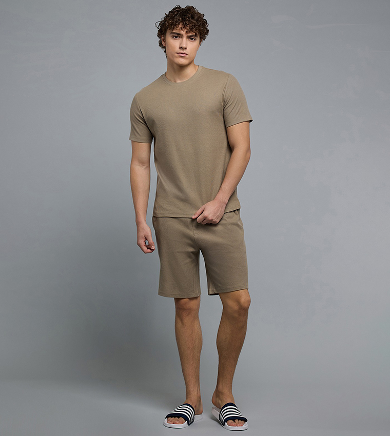 Solid Lounge T-Shirt with Crew Neck and Short  Sleeves
