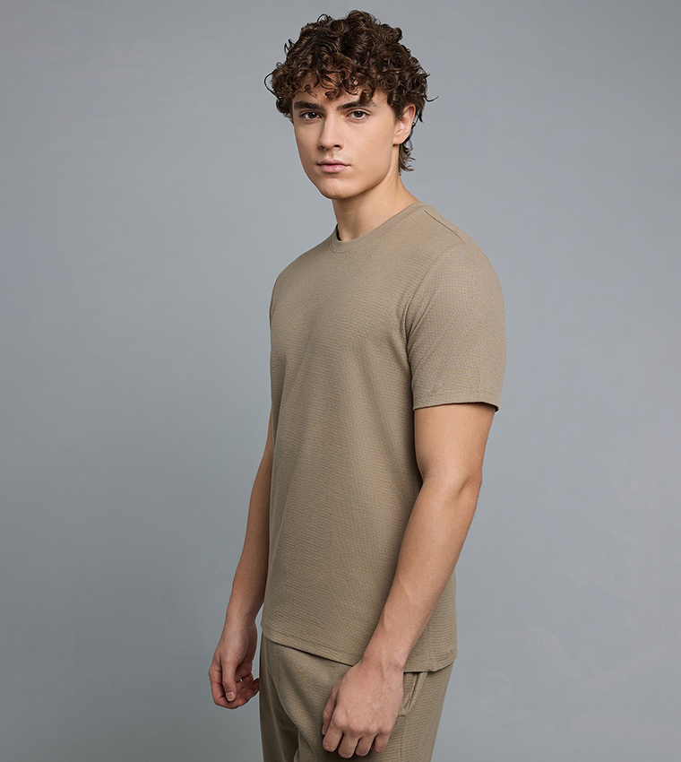Solid Lounge T-Shirt with Crew Neck and Short  Sleeves
