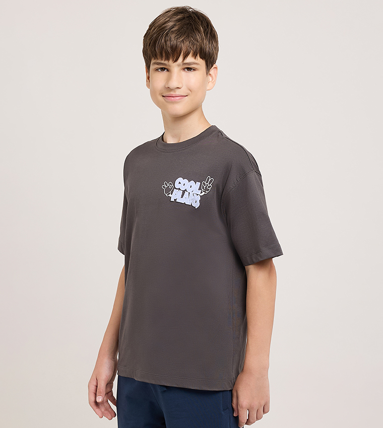 Printed T-Shirt with Crew Neck and Short Sleeves