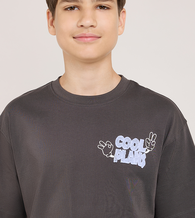 Printed T-Shirt with Crew Neck and Short Sleeves