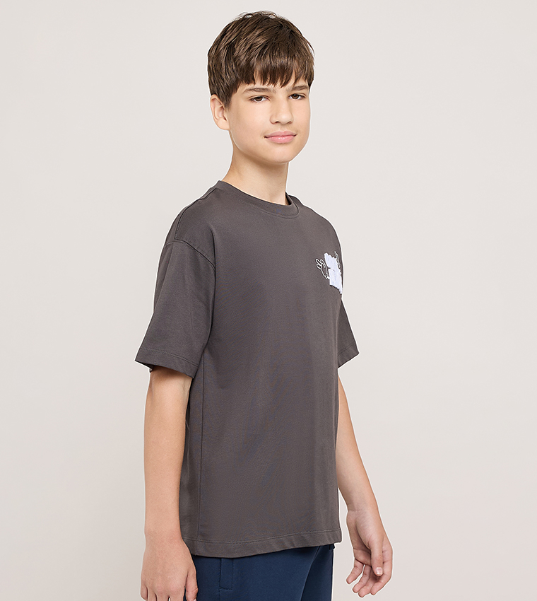 Printed T-Shirt with Crew Neck and Short Sleeves
