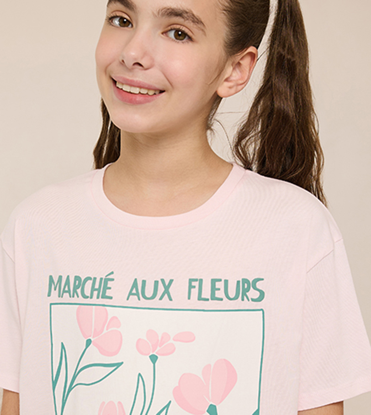 Printed T-Shirt with Crew Neck and Short Sleeves