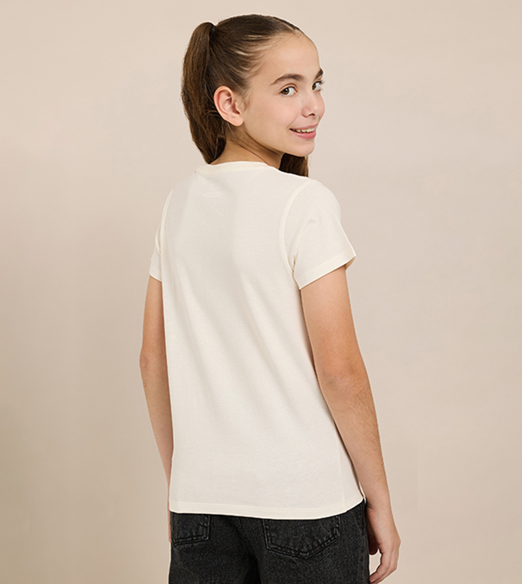 Graphic Print T-Shirt with Crew Neck and Short Sleeves