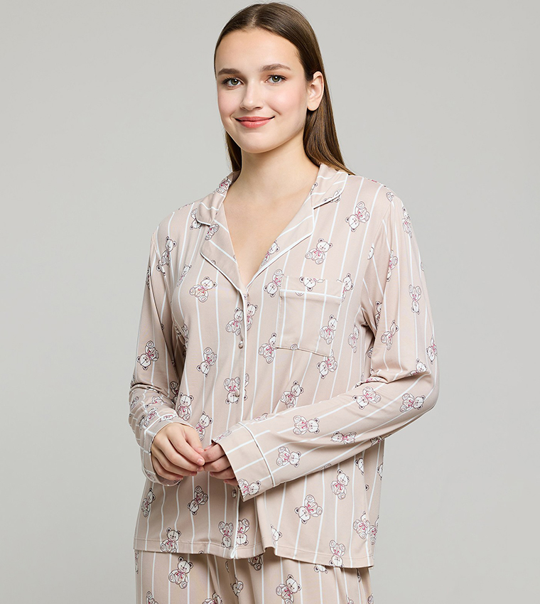 أر آند بي  أطقم بيجاما  - بيج Pyjama Set