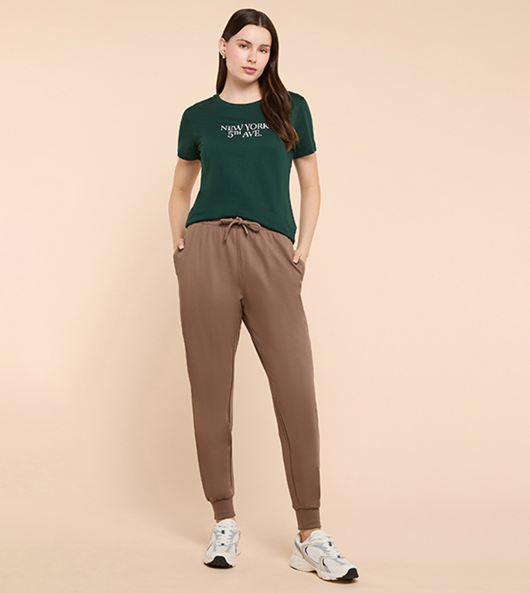 Solid Joggers with Drawstring Waist