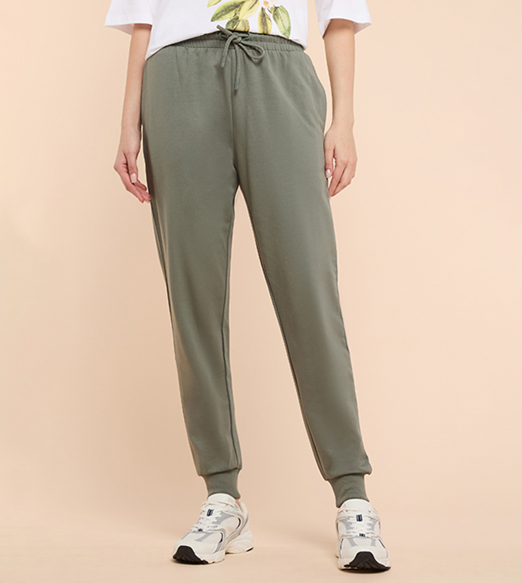 Solid Joggers with Drawstring Waist