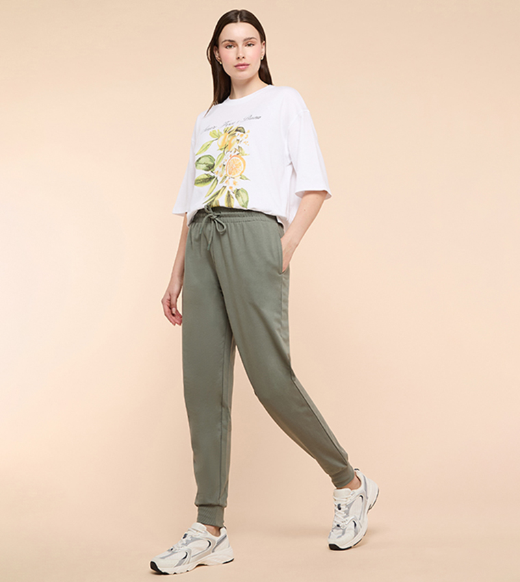 Solid Joggers with Drawstring Waist