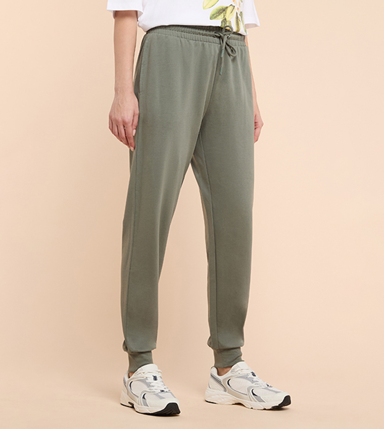 Solid Joggers with Drawstring Waist