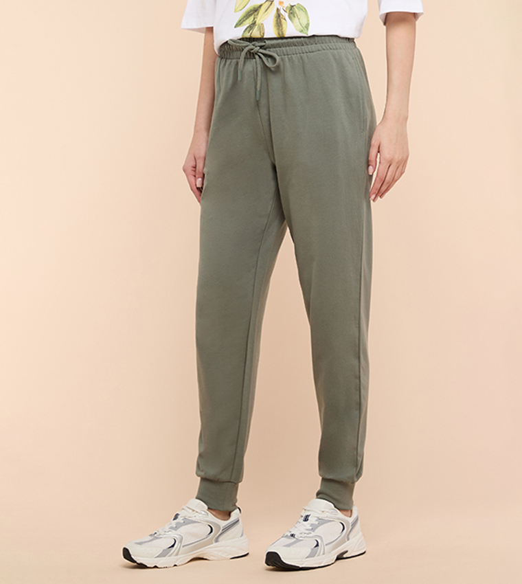 Solid Joggers with Drawstring Waist
