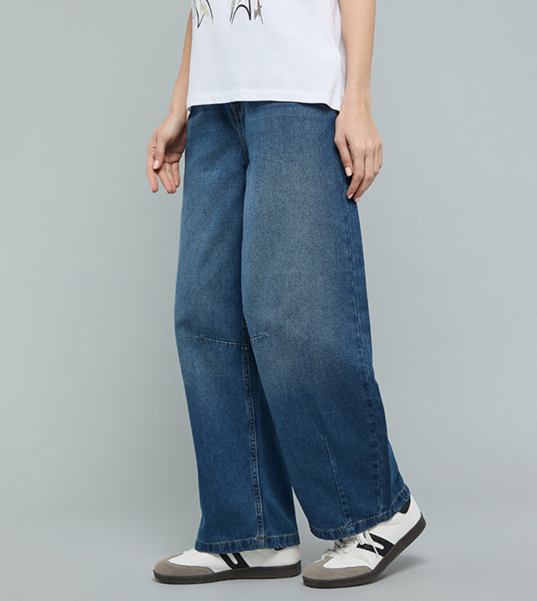 أر آند بي  بوي فريند جينز - أزرق Boyfriend jeans