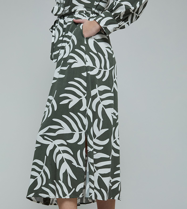 Patterned Shirt Dress with Long Sleeves