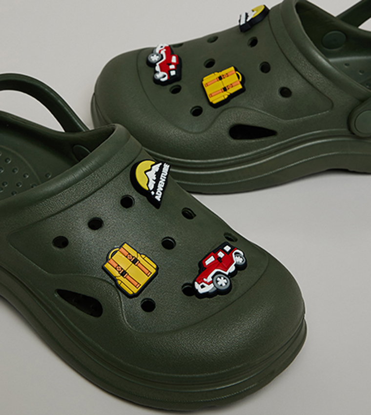 Charm Detail Slingback Clogs