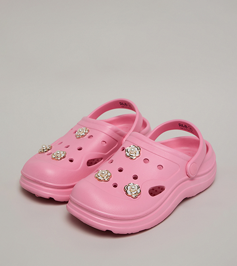 Charm Detail Slingback Clogs