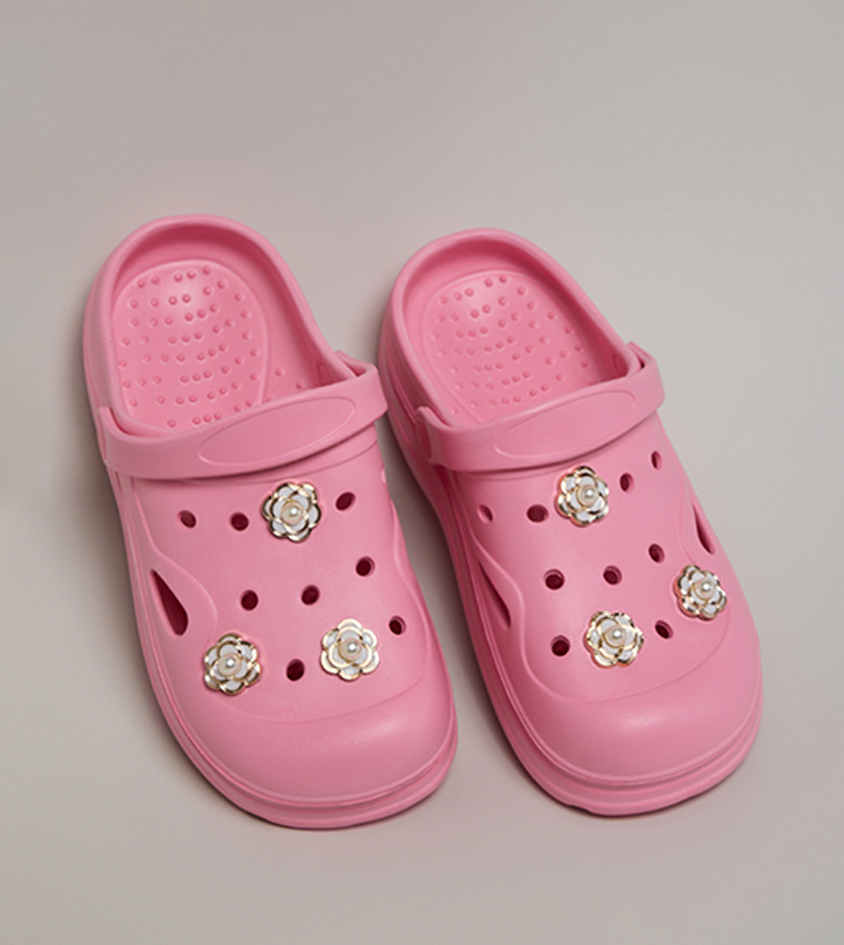 Charm Detail Slingback Clogs