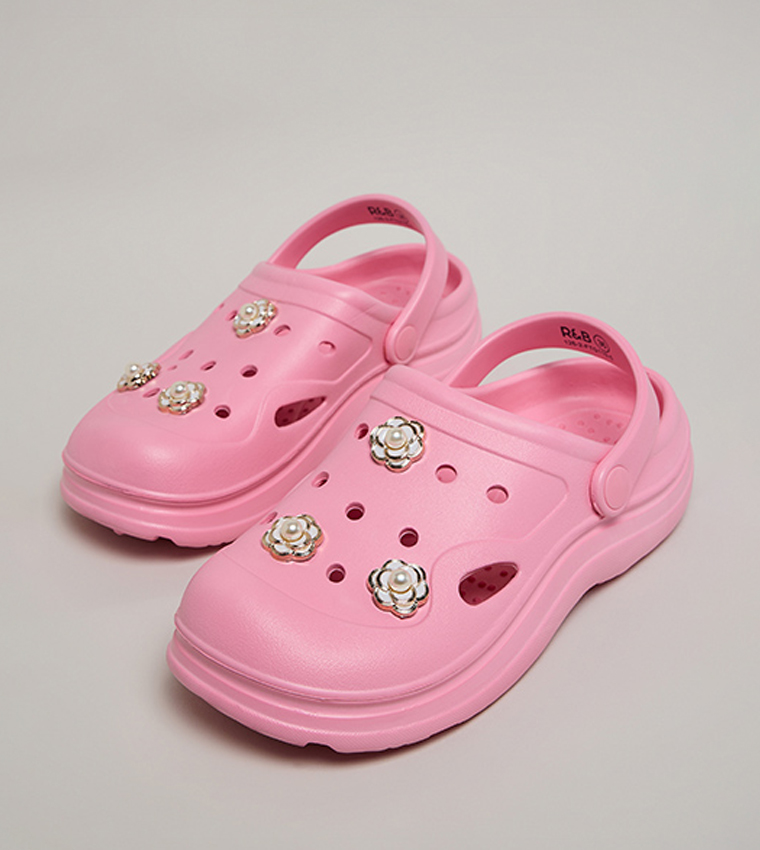 Charm Detail Slingback Clogs