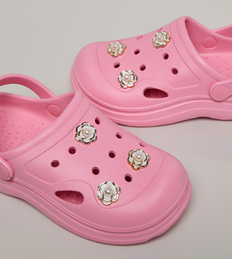 Charm Detail Slingback Clogs