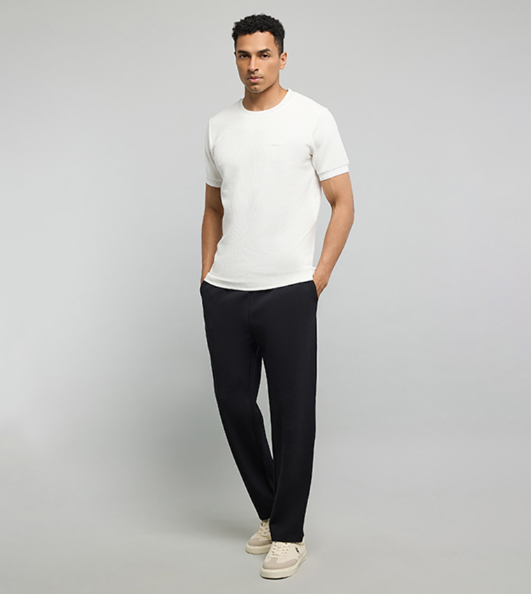 بنطلون محبوك سادة برباط على الخصر