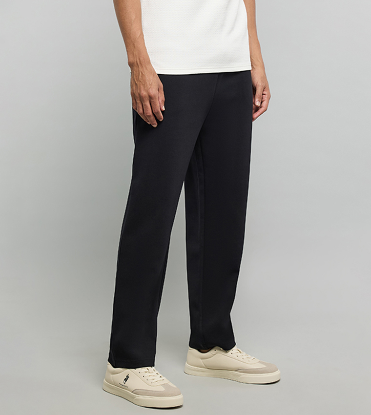 بنطلون محبوك سادة برباط على الخصر