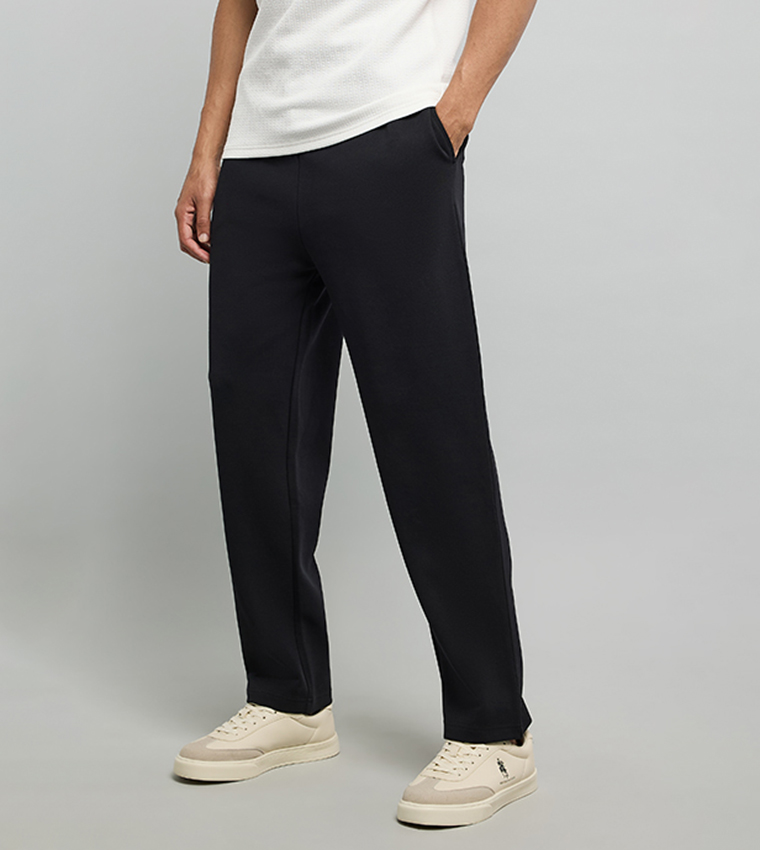 بنطلون محبوك سادة برباط على الخصر