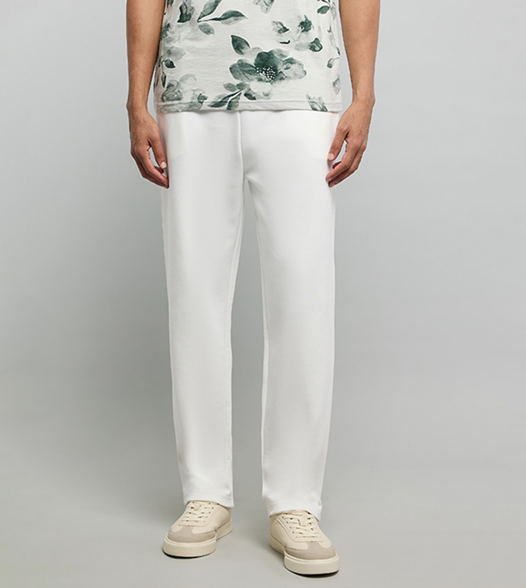 Solid Knitted Pants with Drawstring Waist