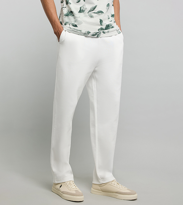 Solid Knitted Pants with Drawstring Waist