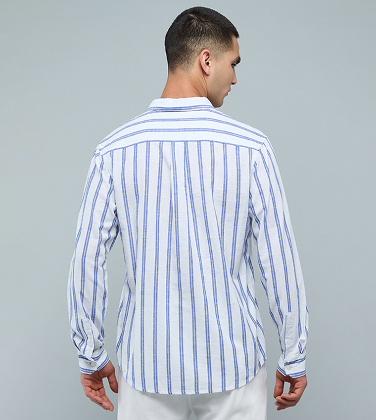 Striped Shirt with Classic Collar and Long Sleeves