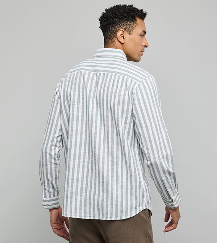 Striped Shirt with Classic Collar and Long Sleeves