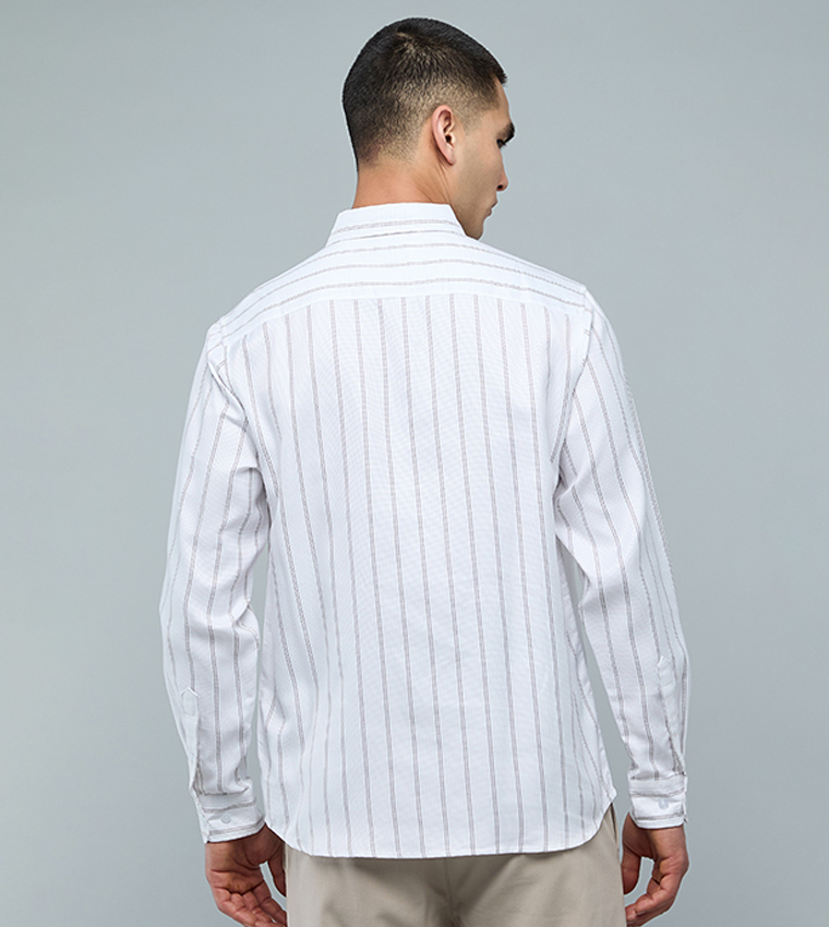 Striped Shirt with Button-Down Collar and Long Sleeves