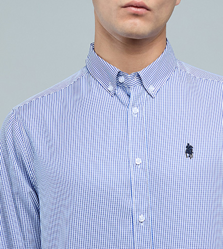 قميص كاروهات كم طويل بقبة بأزرار 