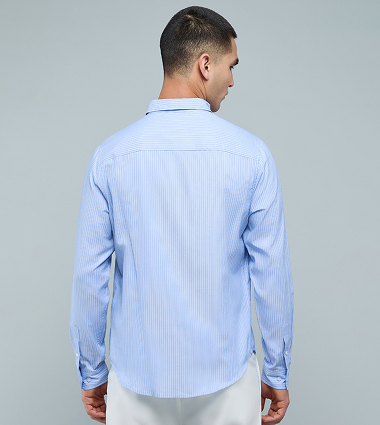 Striped Shirt with Button-Down Collar and Long Sleeves