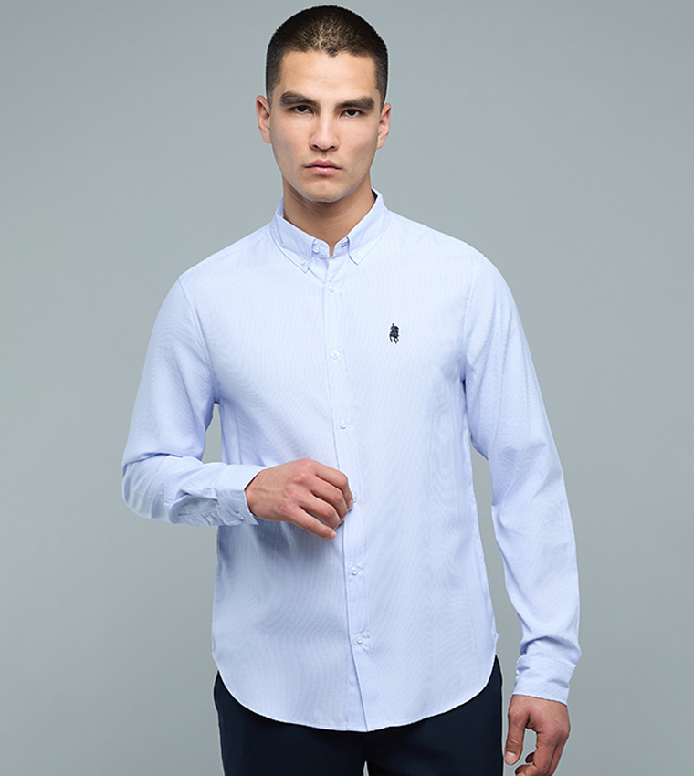 Checked Shirt with Button-Down Collar and Long Sleeves